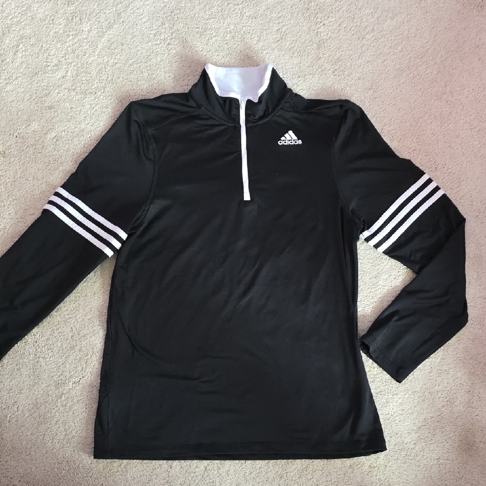 Adidas Black and White Quarter-Zip Top (YXL)
